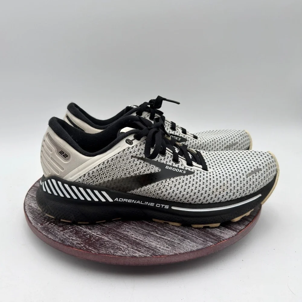 Brooks Running Shoes Mens Size 9 Adrenaline GTS 22 White Black Grey 1103661D135
